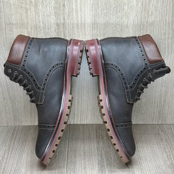 Warfield & Grand Boots Mens Sz 8 Presidio Leather Lace Up Cap Toe Ankle Brown - Picture 8 of 13